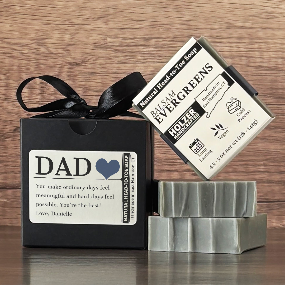Personalized Bar Soap Gift Set - Custom Dad, Grandpa, Special Guy Keepsake, Natural Head to Toe Soap
