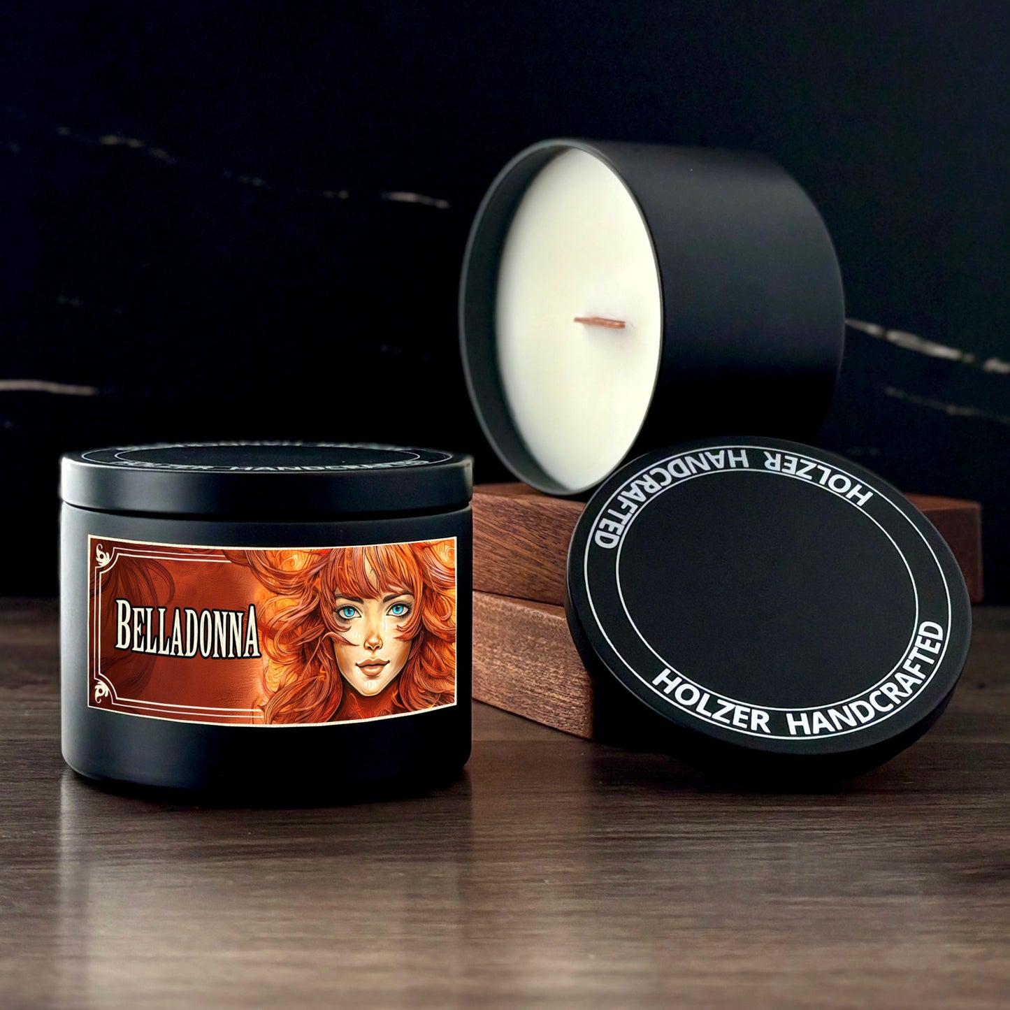 BELLADONNA - Apple + Clove + Honey Scented Wood Wick Candle - Cinematic Legends