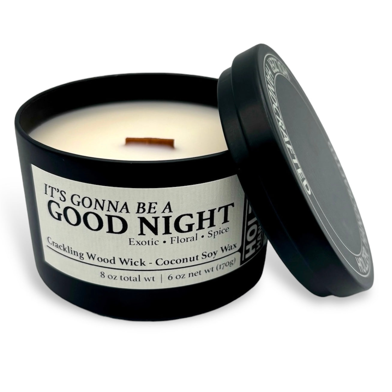 It's Gonna Be A Good Night - Black Rose + Plum + Vanilla Scented Wood Wick Candle