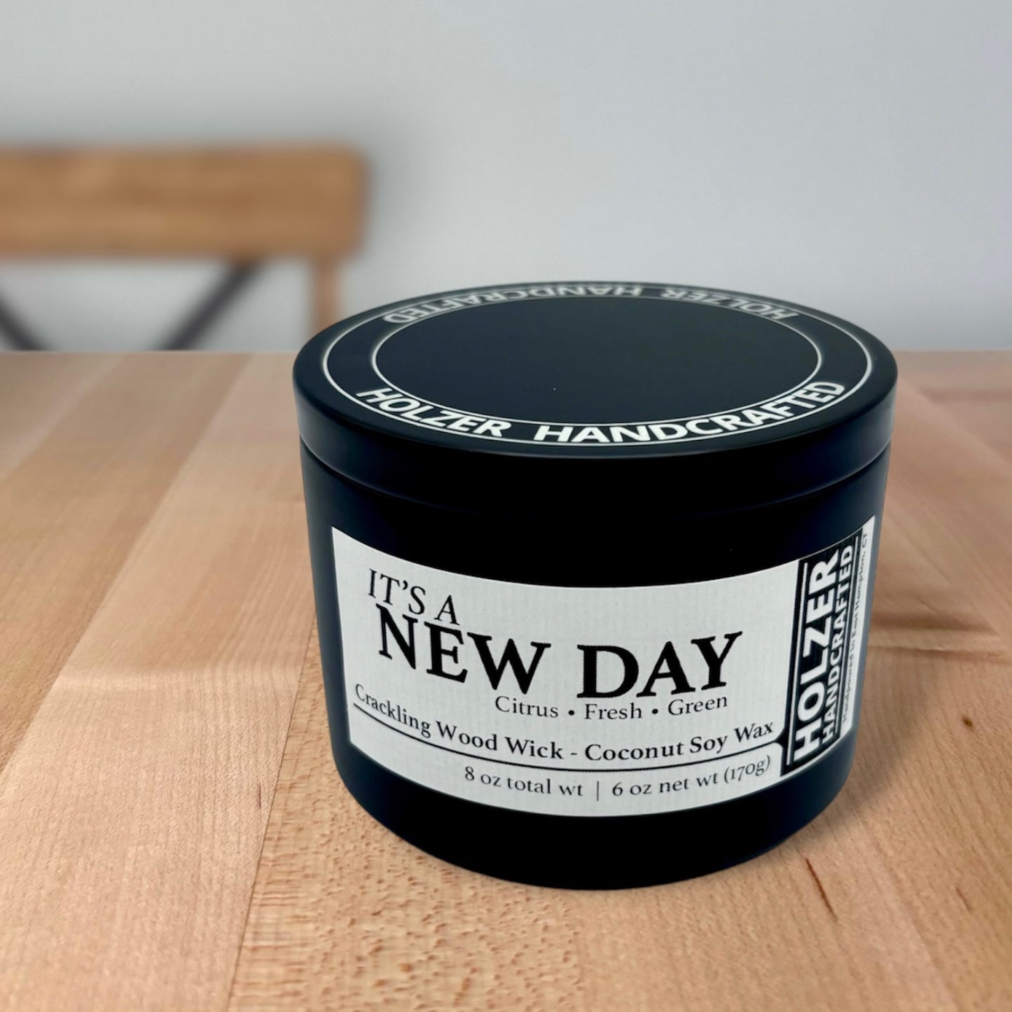 It's A New Day - Lemon + Lilac Leaves + Juniper Scented Wood Wick Candle