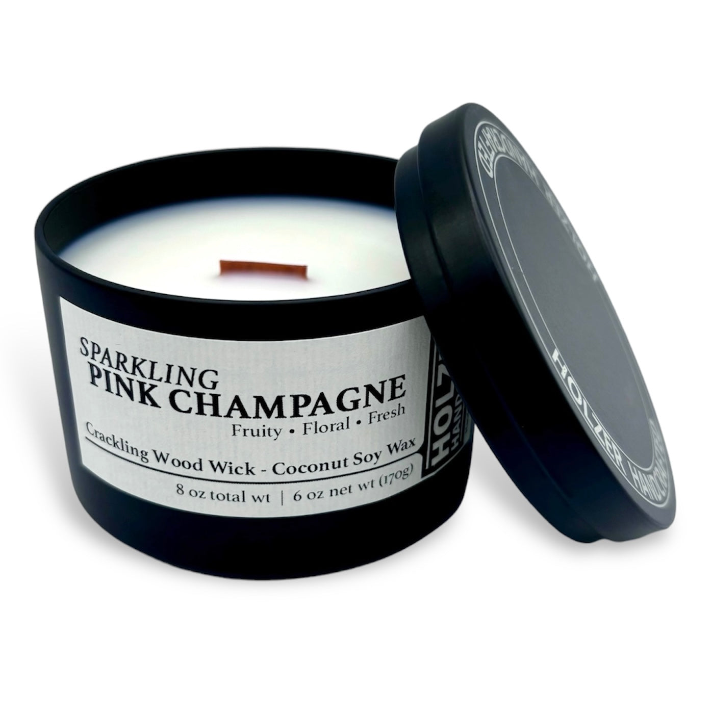 Sparkling Pink Champagne - Prosecco + Raspberries Scented Wood Wick Candle