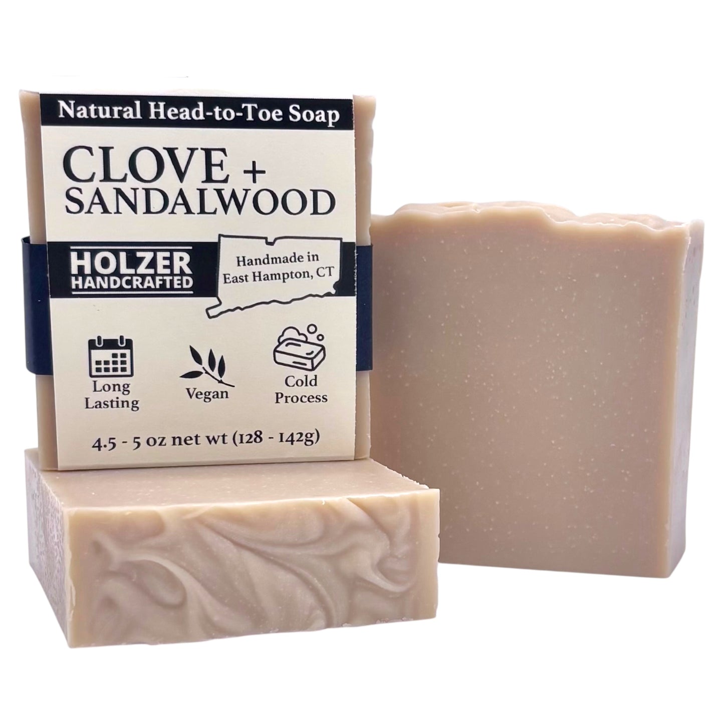 Clove + Sandalwood - Natural Head to Toe Soap - 4.5oz to 5oz Bar