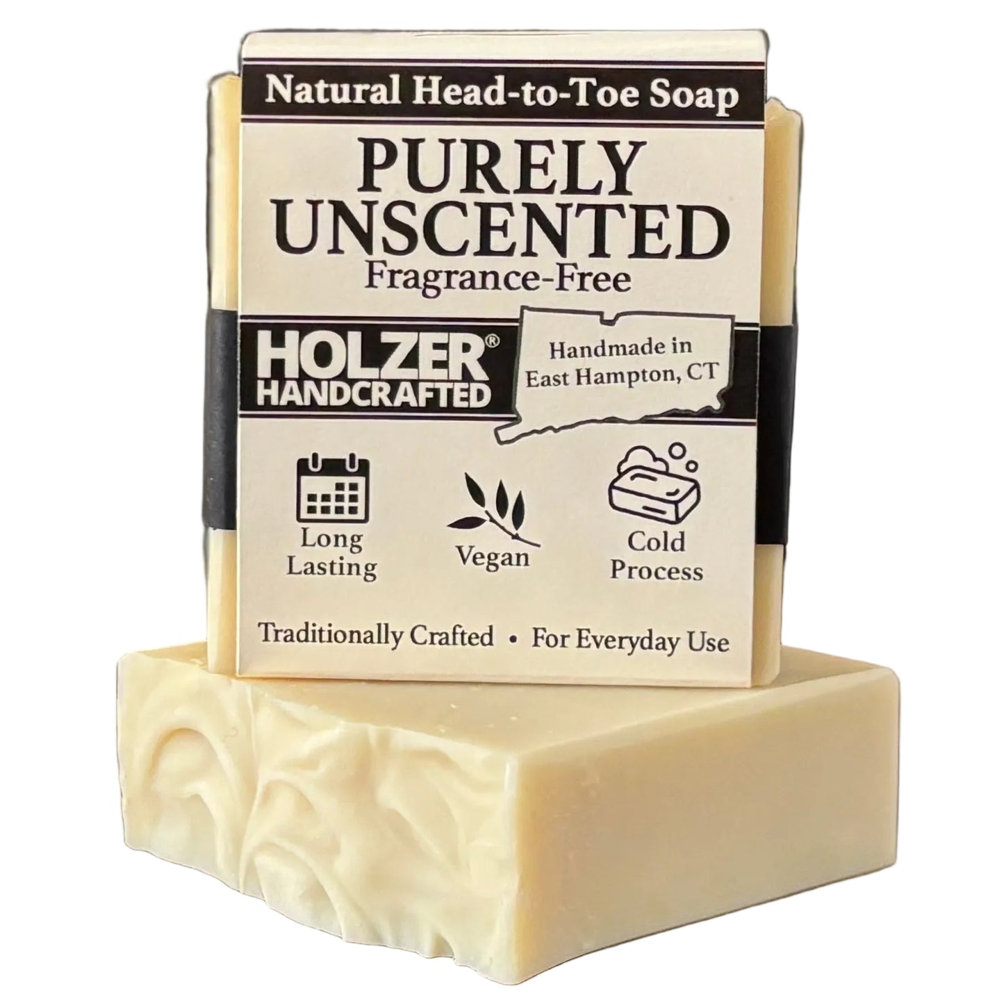 Purely Unscented - Natural Head to Toe Soap - 4.5oz Bar - Fragrance-free