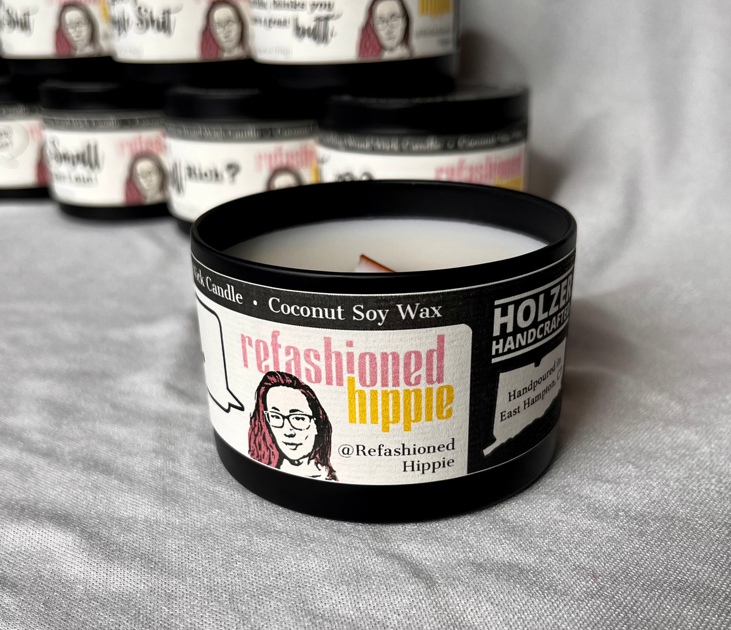 Refashioned Hippie Custom Wood Wick Scented Candle