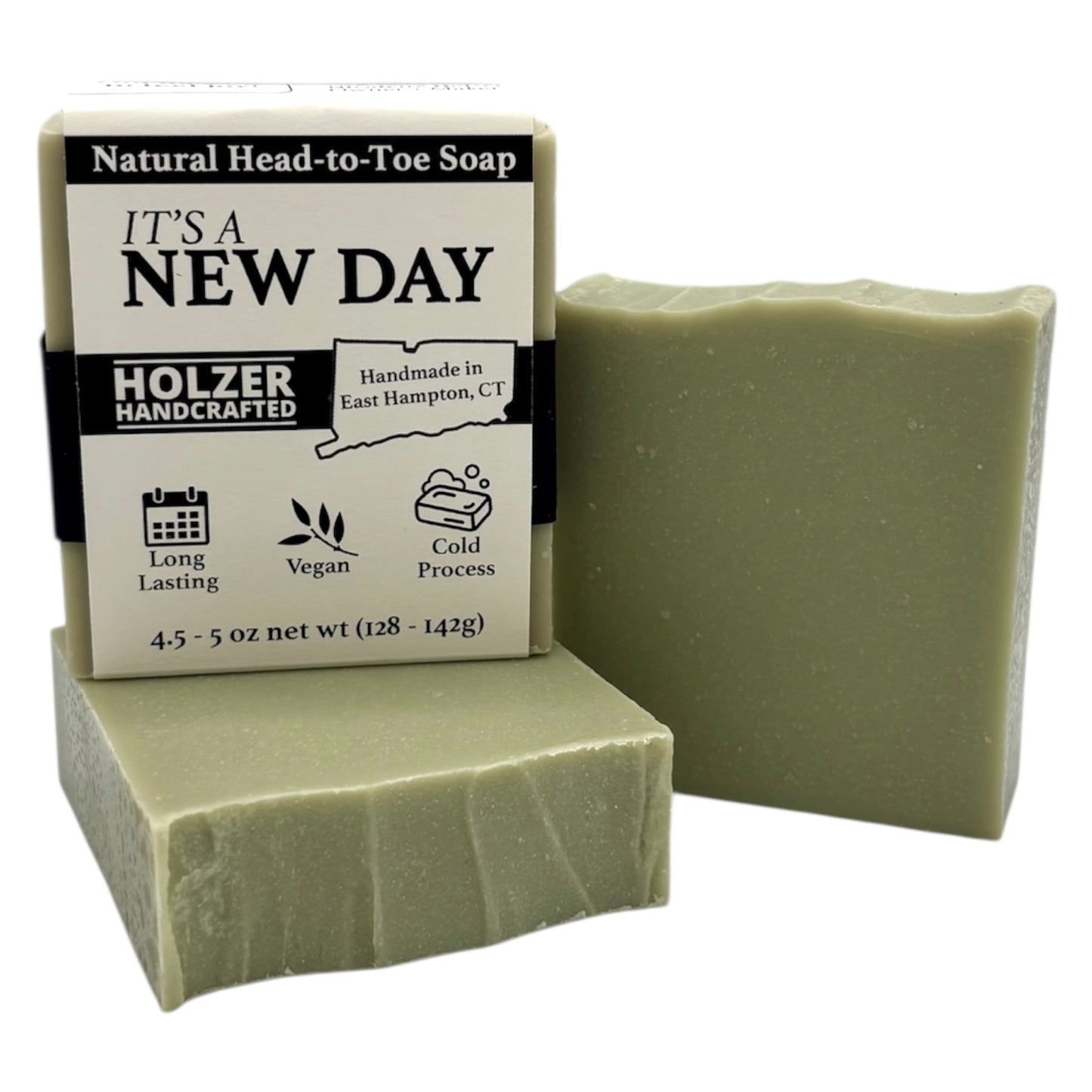 It's A New Day - Natural Head to Toe Soap Bar - Lemon + Lilac Leaves + Juniper