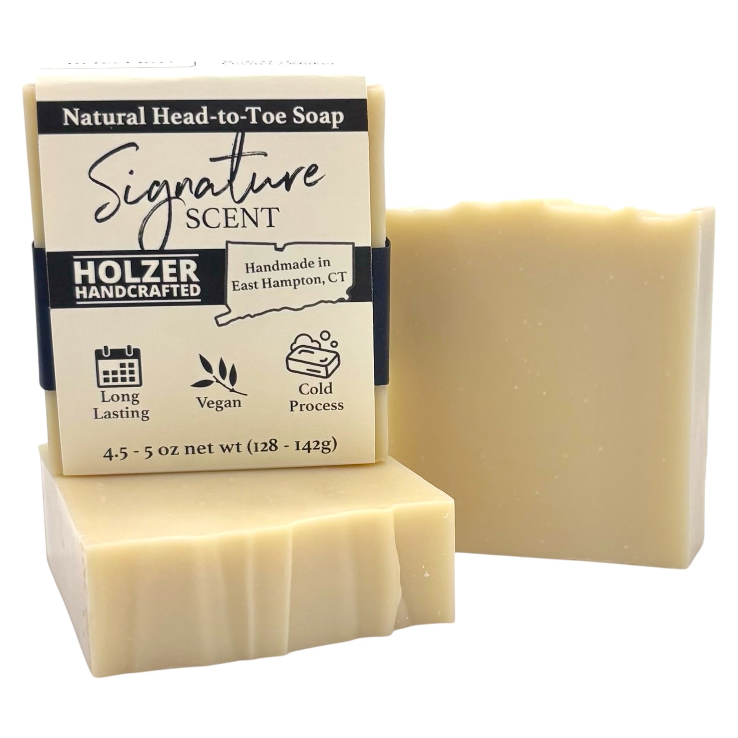 Signature Scent - Natural Head to Toe Soap - 4.5oz to 5oz Bar - Amber + Sea Breeze + Vetiver