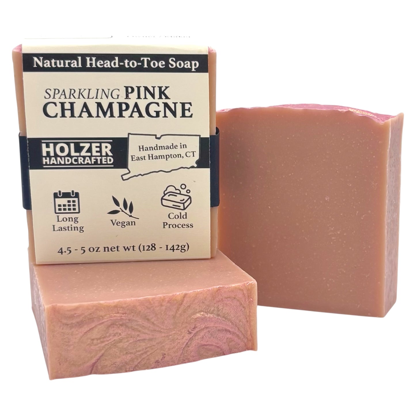 Sparkling Pink Champagne - Natural Head to Toe Soap Bar - Prosecco + Raspberries