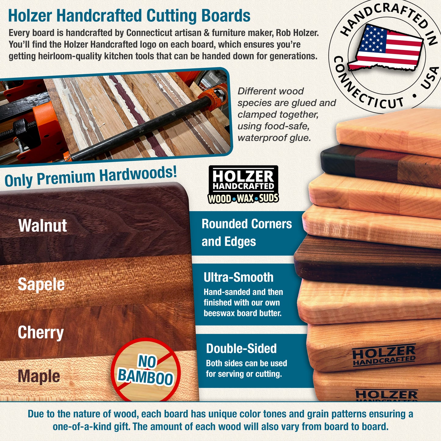 Hardwood Heirloom Quality Cutting Boards, Available in 4 Sizes + Personalized