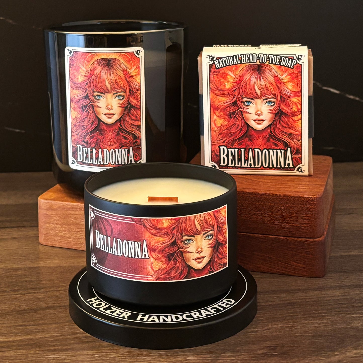 BELLADONNA - Apple + Clove + Honey Scented Wood Wick Candle - Cinematic Legends