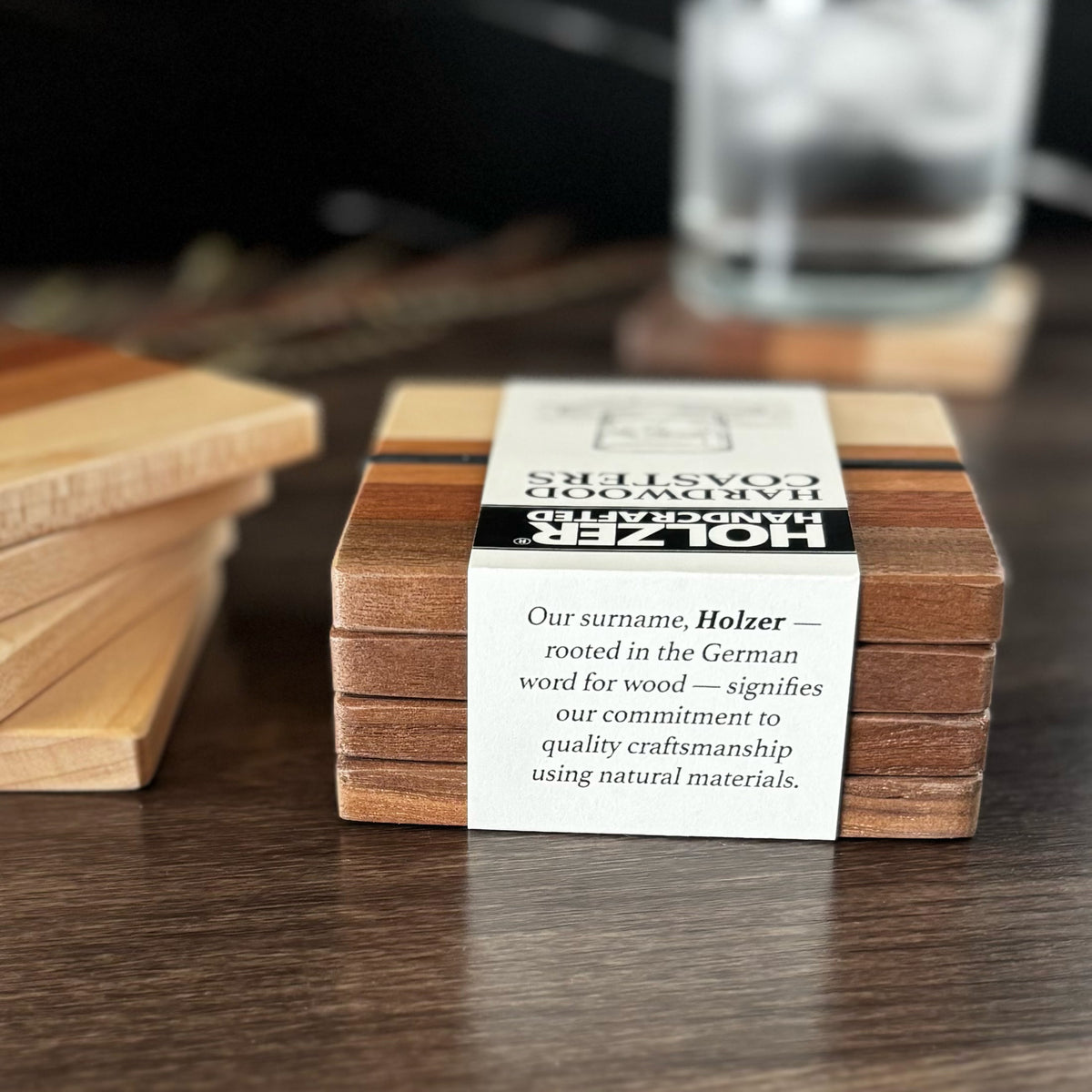 Hardwood Coasters, Natural Woods, Set of 4