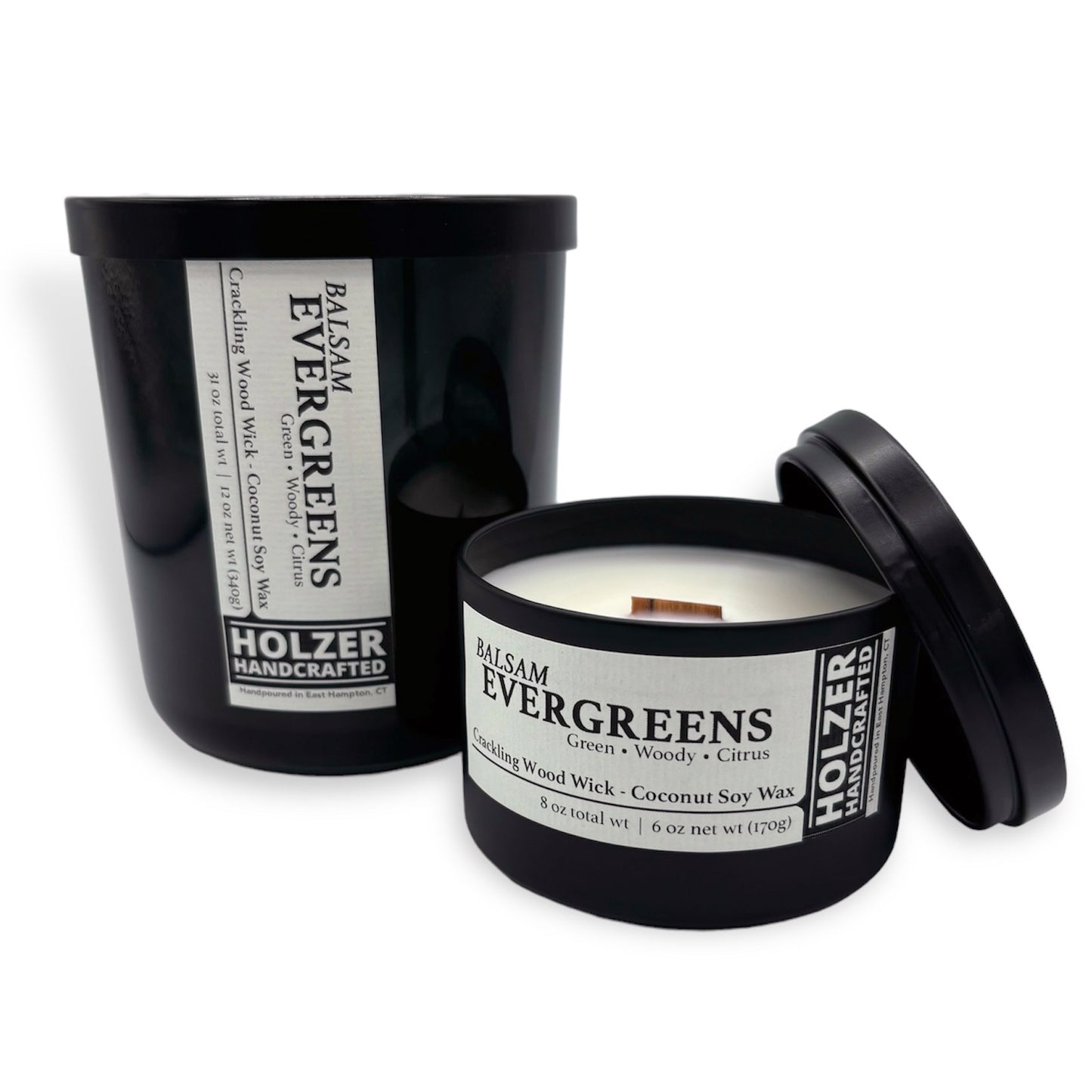 Balsam Evergreens - Balsam + Bayberry + Fraser Fir Scented Wood Wick Candle