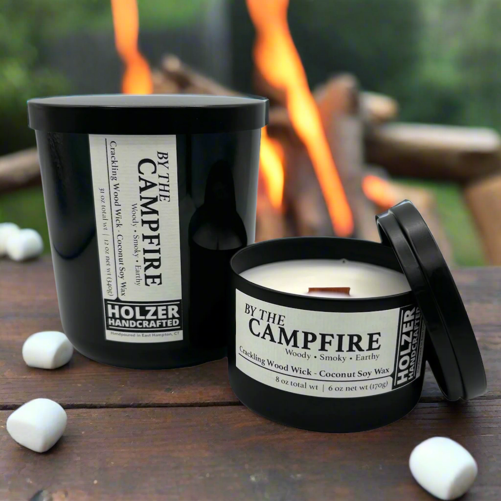 By The Campfire - Birch + Cacoa + Vanilla Scented Wood Wick Candle