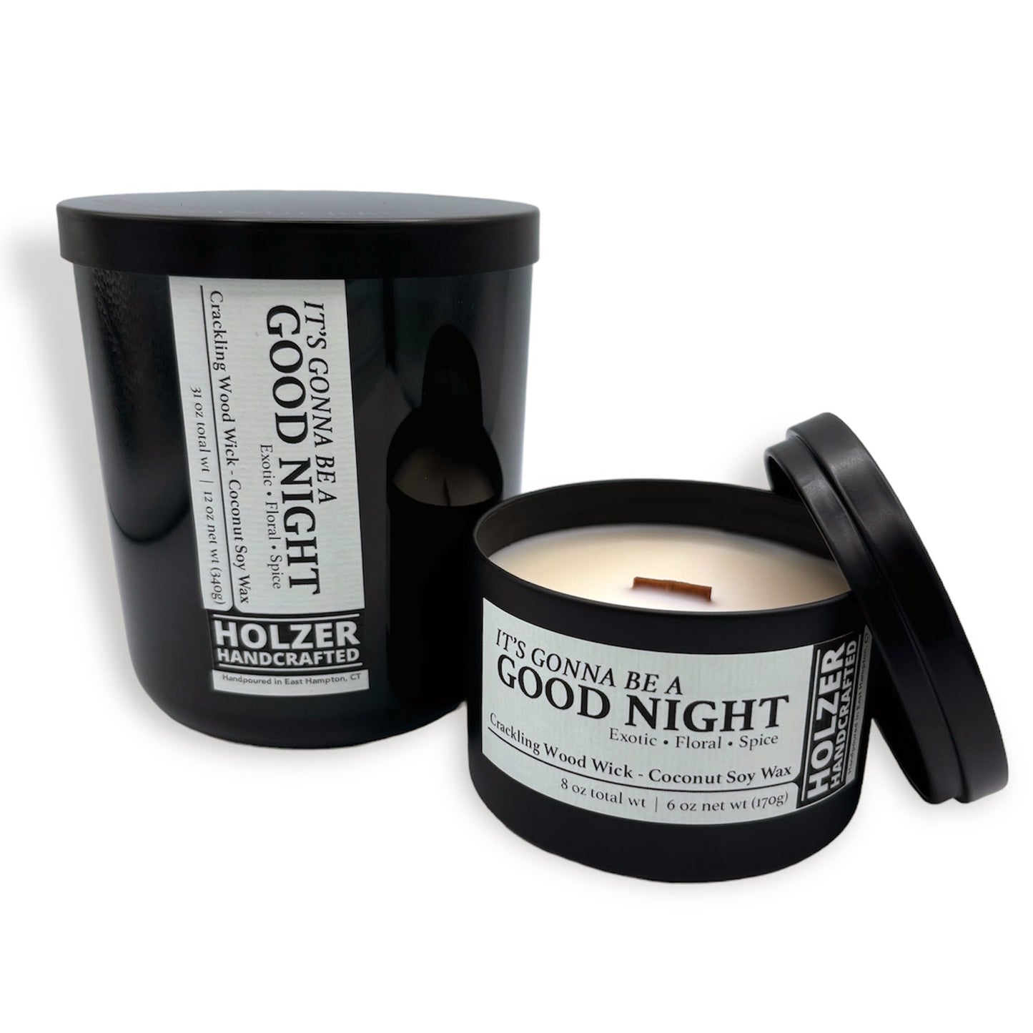 It's Gonna Be A Good Night - Black Rose + Plum + Vanilla Scented Wood Wick Candle