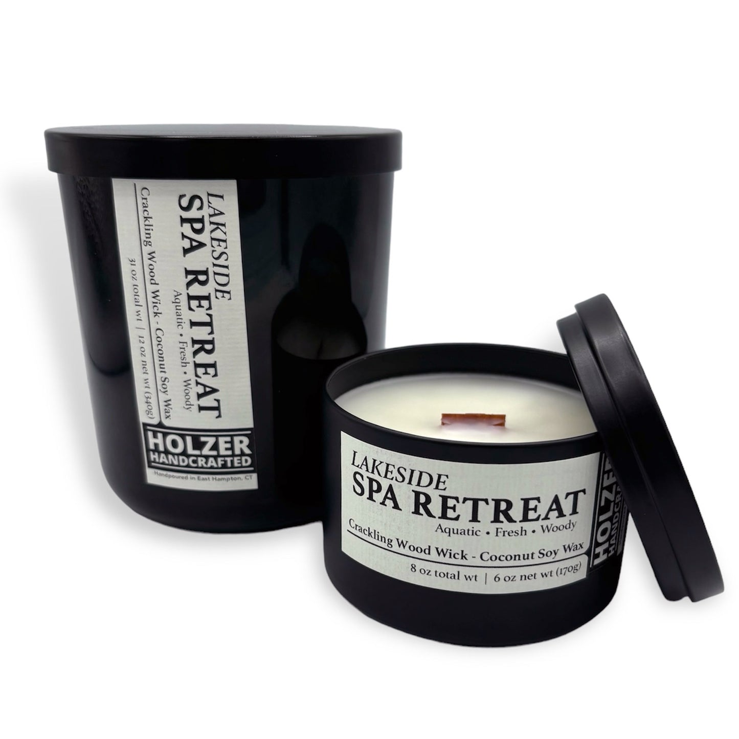 Lakeside Spa Retreat - Driftwood + Juniper + Vetiver Scented Wood Wick Candle