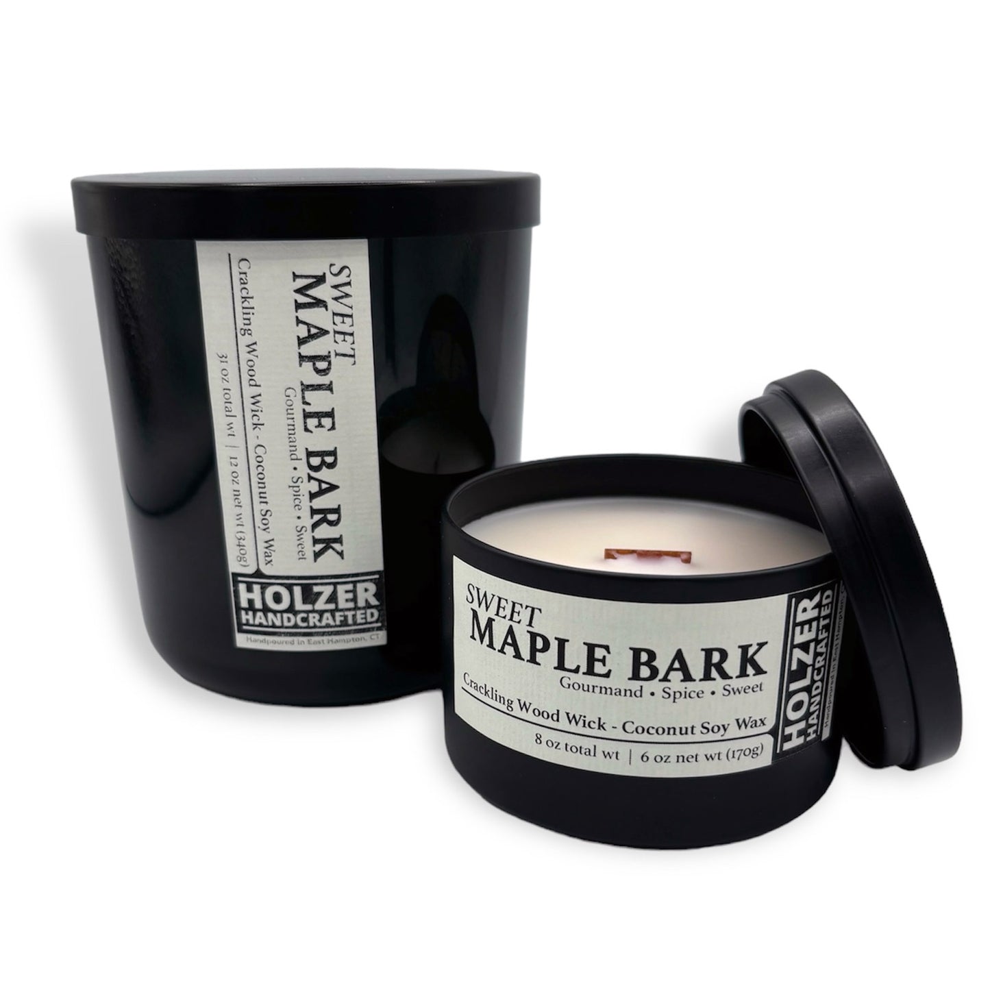 Sweet Maple Bark - Maple Chai + Vanilla Cream Scented Wood Wick Candle