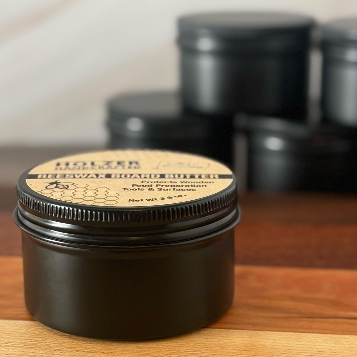 Handcrafted Beeswax Board Butter for Food-Contact Wood Surfaces - 3.5 oz net weight in reusable tin