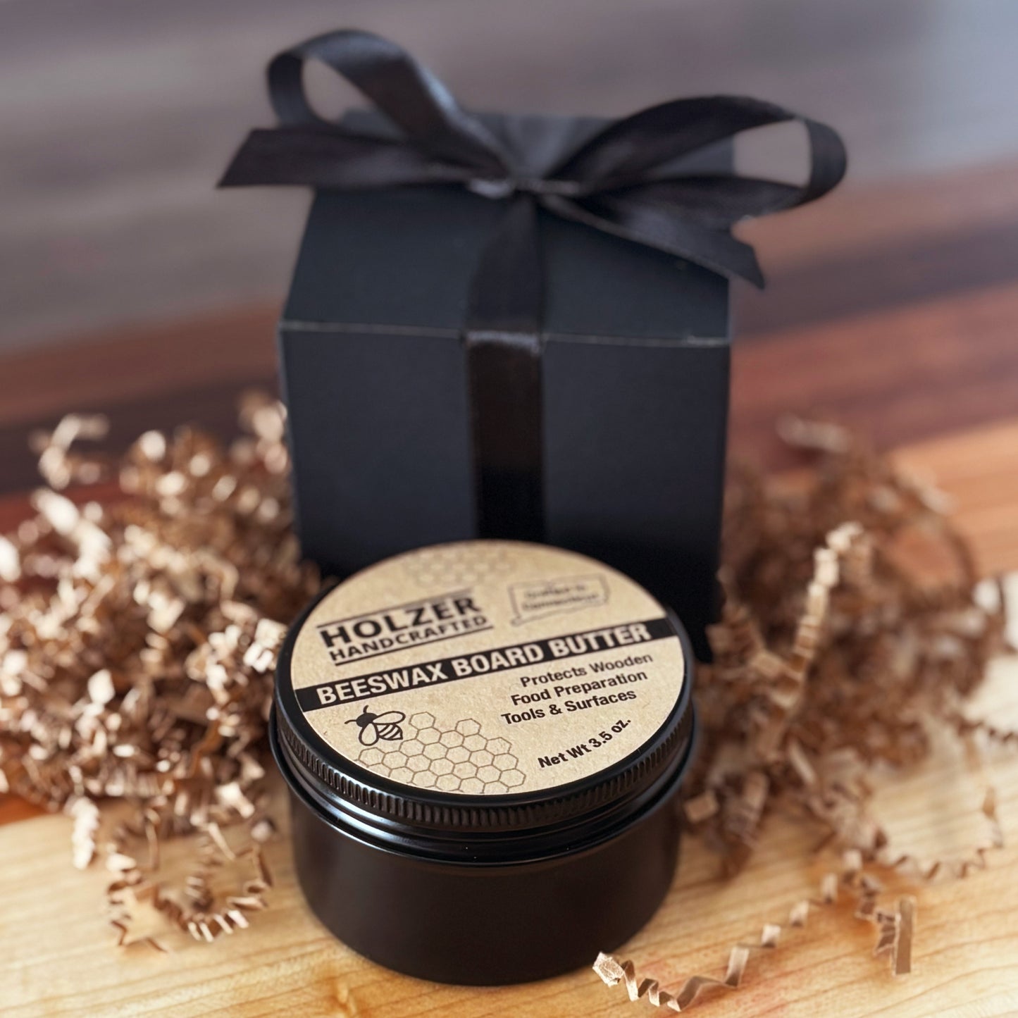 Handcrafted Beeswax Board Butter for Food-Contact Wood Surfaces - 3.5 oz net weight in reusable tin