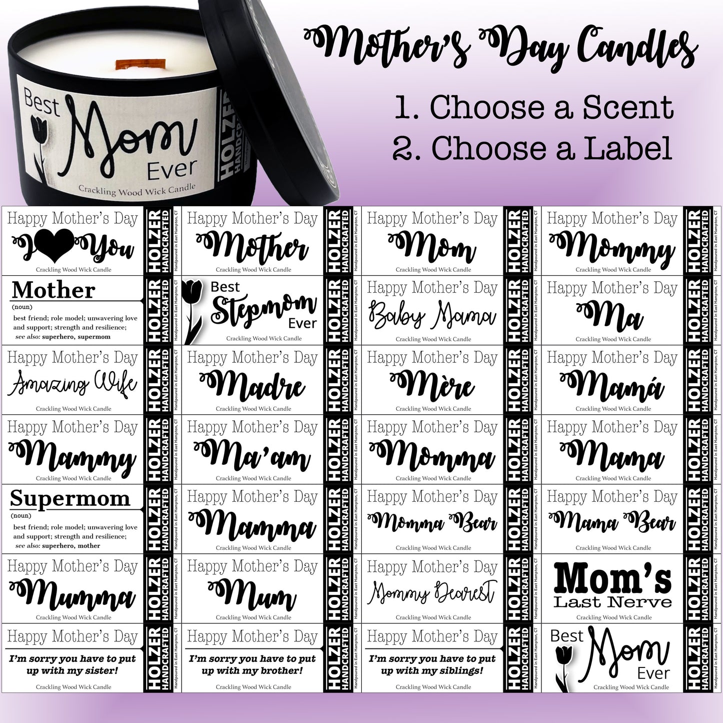 Best Mom Ever Custom Wood Wick Scented Candle
