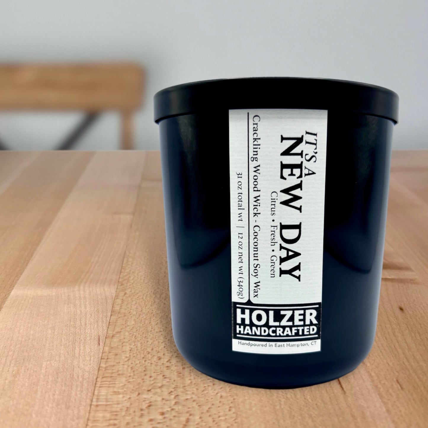It's A New Day - Lemon + Lilac Leaves + Juniper Scented Wood Wick Candle