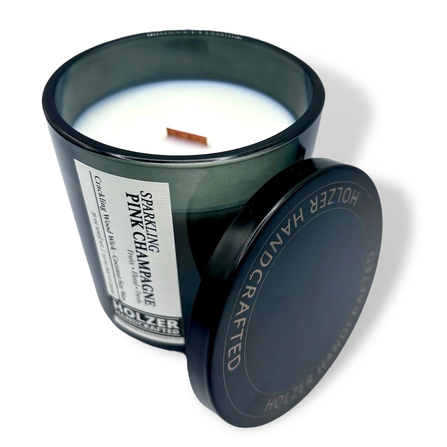 Sparkling Pink Champagne - Prosecco + Raspberries Scented Wood Wick Candle