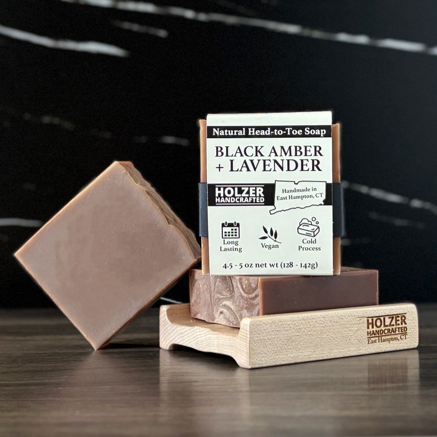 Black Amber + Lavender - Natural Head to Toe Soap - 4.5oz to 5oz Bar