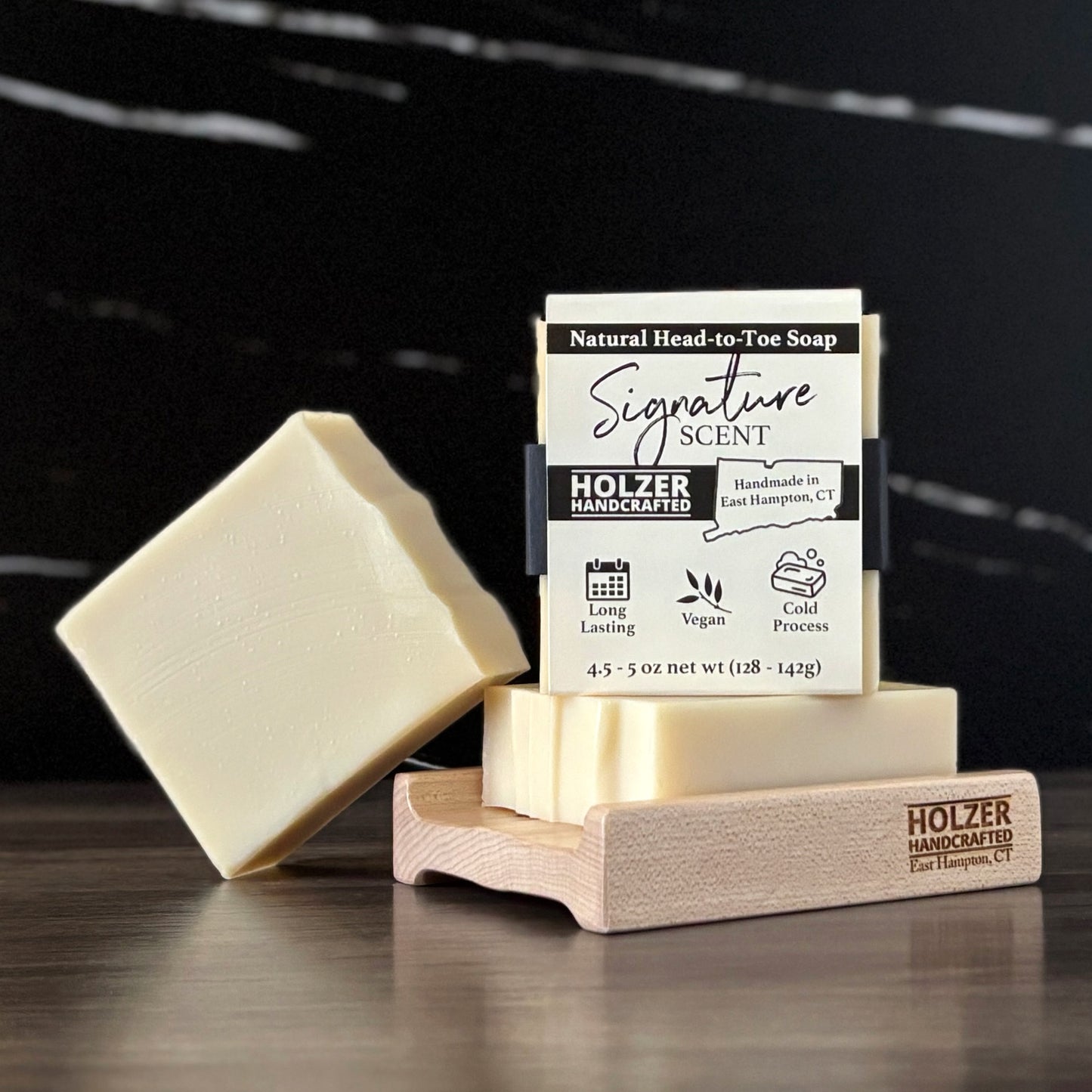 Signature Scent - Natural Head to Toe Soap - 4.5oz to 5oz Bar - Amber + Sea Breeze + Vetiver
