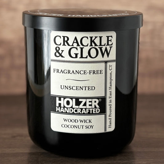 Fragrance-Free Unscented Natural Wood Wick Candle, Luxury Glass Vessel with Lid