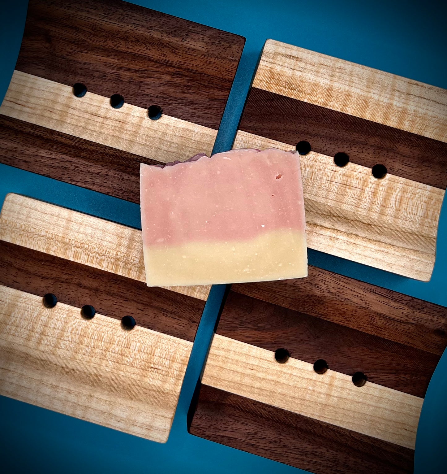 Handcrafted Premium Walnut and Curly Maple Wood Soap Dish