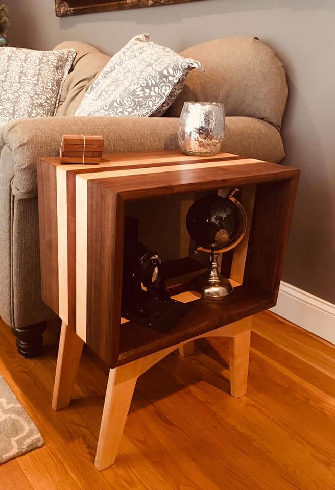 Handcrafted Modern Accent Tables - Walnut, Maple, Sapele - Set of 2