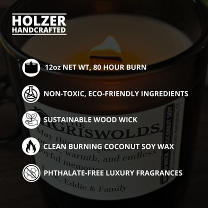 Personalized Wood Wick Candle - Custom Housewarming Keepsake - 12oz Glass Vessel with Lid