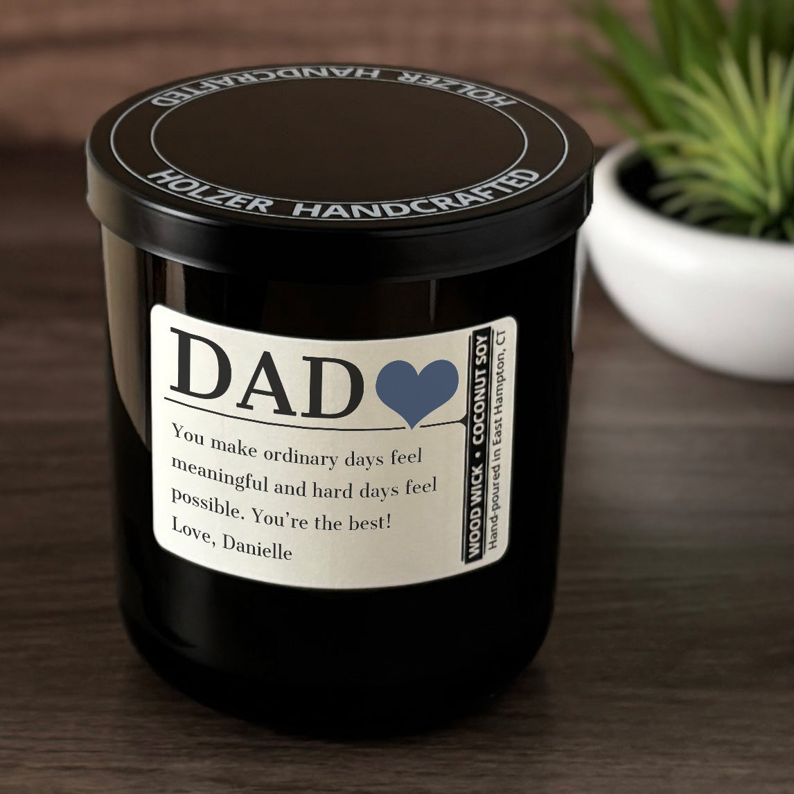 Personalized Wood Wick Candle - Custom Dad, Grandpa, Special Guy Keepsake - 12oz Glass Vessel with Lid