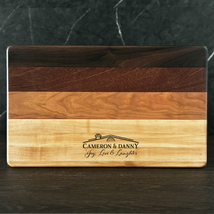 Personalized Housewarming Cutting Board, Reversible, Custom Engraved New Home Gift, 18x12