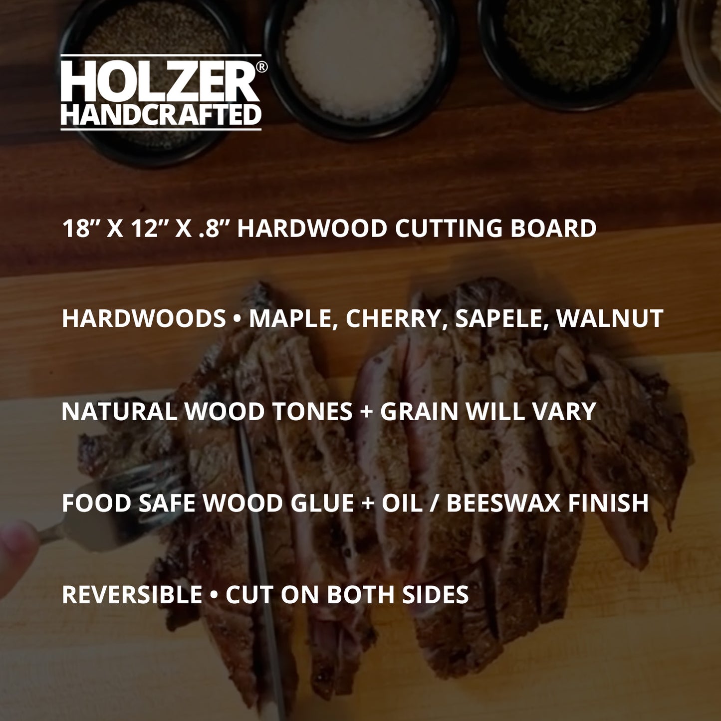 Hardwood Cutting Board, Reversible, 18x12 Entertainer Board