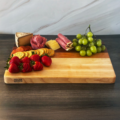 Hardwood Cutting Board, Reversible, 18x12x1.4 Heirloom Statement Board + 3.5oz Beeswax Board Butter