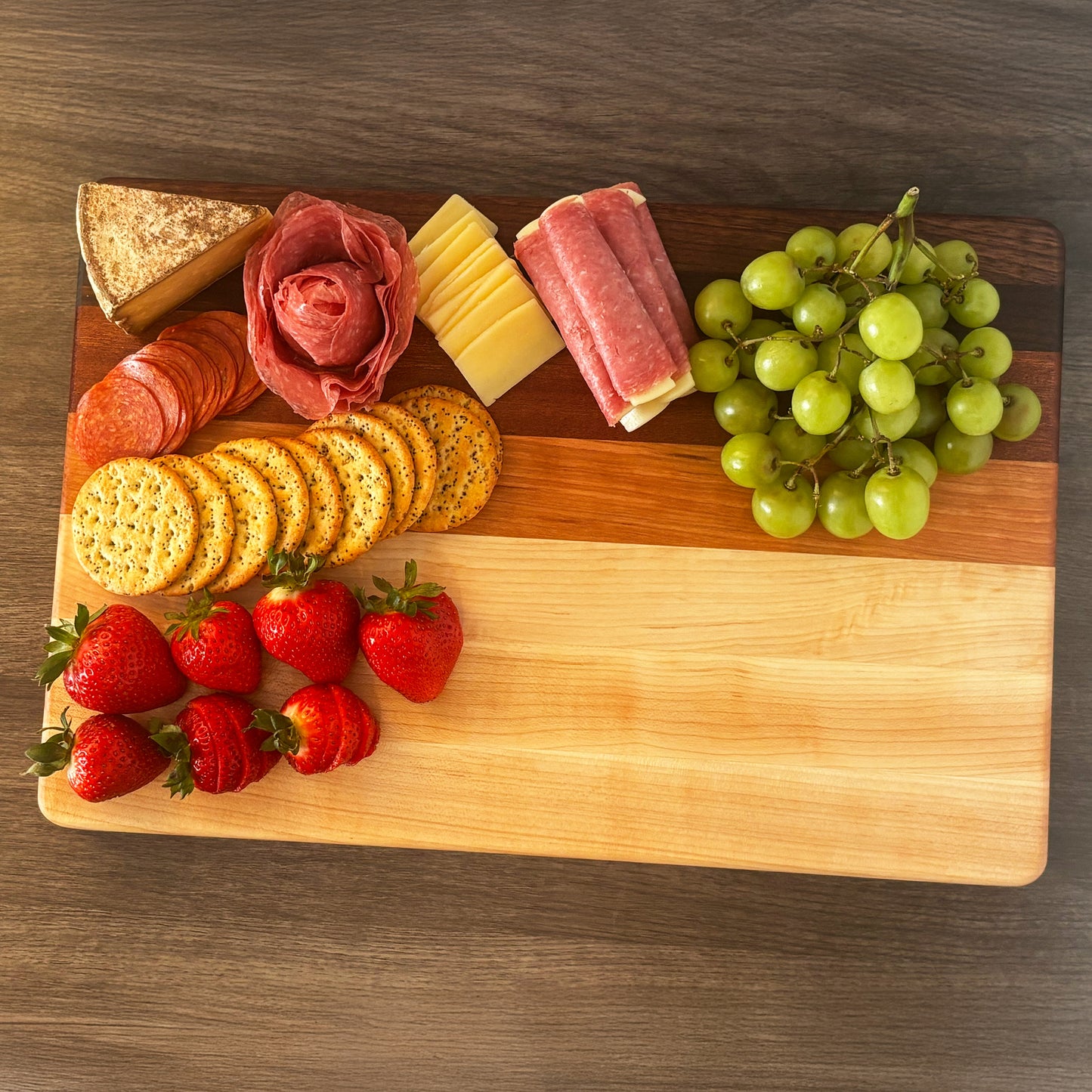 Hardwood Cutting Board, Reversible, 18x12x1.4 Heirloom Statement Board + 3.5oz Beeswax Board Butter