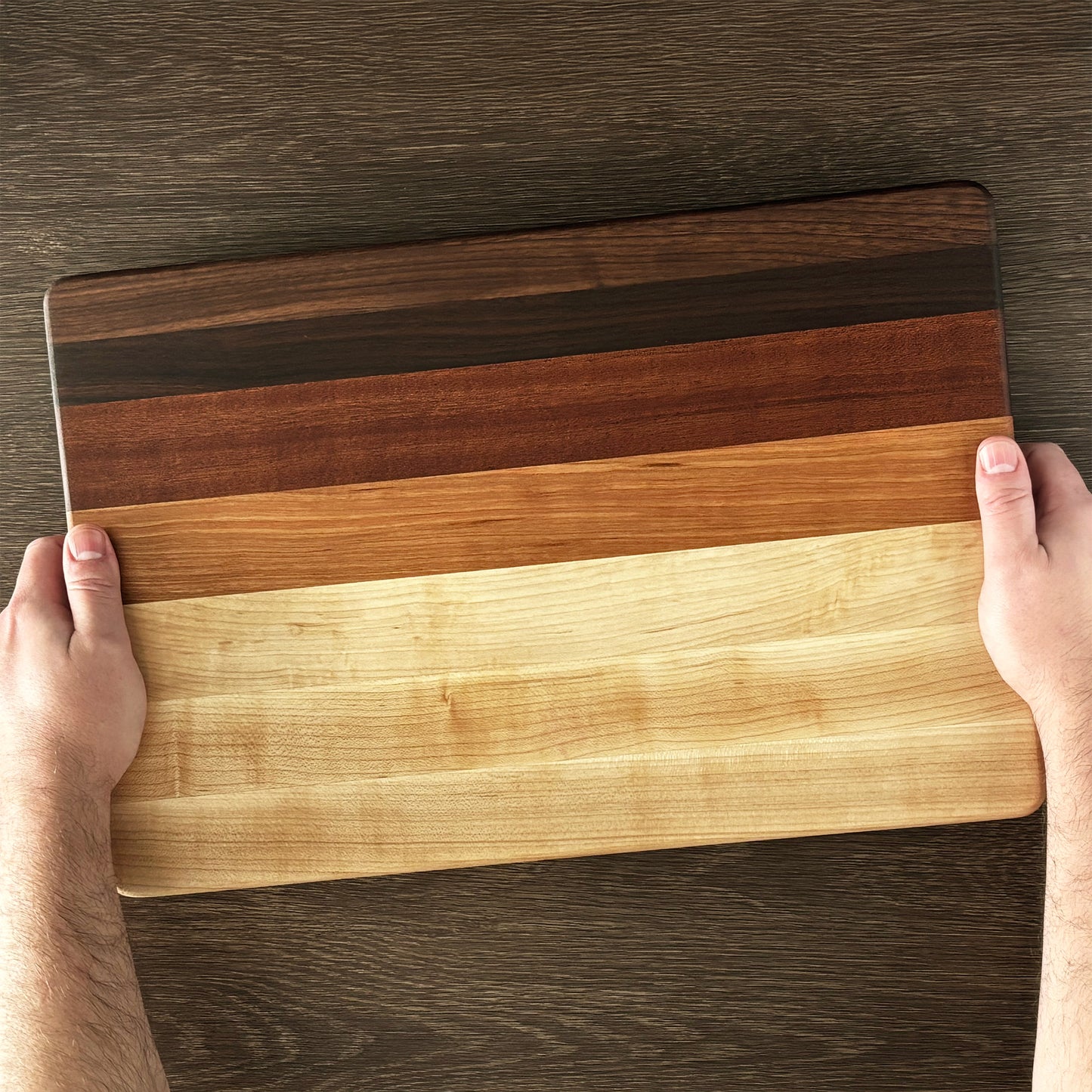 Hardwood Cutting Board, Reversible, 18x12x1.4 Heirloom Statement Board + 3.5oz Beeswax Board Butter