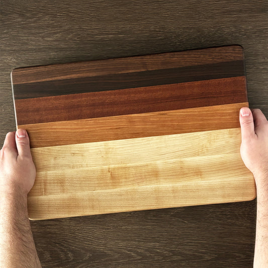 Hardwood Cutting Board, Reversible, 18x12x1.4 Heirloom Statement Board + 3.5oz Beeswax Board Butter
