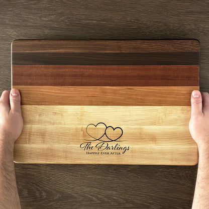 Personalized Couples Cutting Board, Reversible, Custom Name Engraved Gift, 18x12