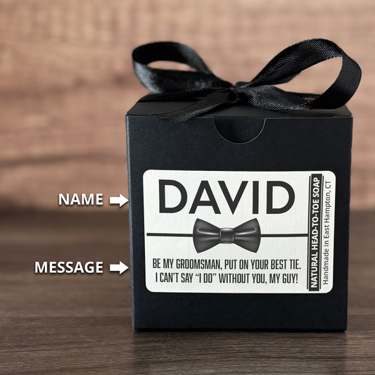 Personalized Bar Soap Gift Set - Custom Groomsman, Man of Honor Proposal, Natural Head to Toe Soap