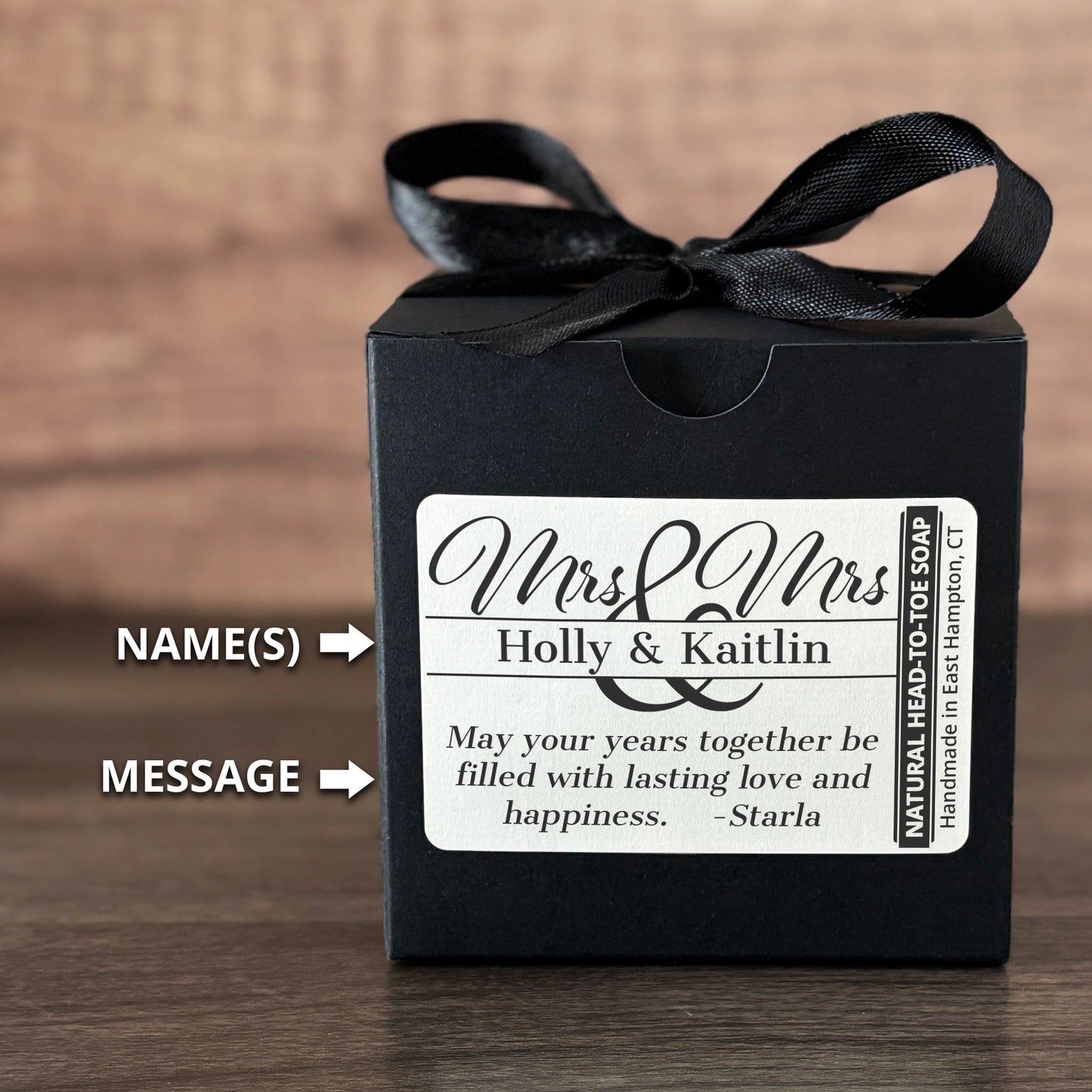 Personalized Bar Soap Gift Set - Custom Mrs & Mrs Wedding Keepsake, Natural Head to Toe Soap