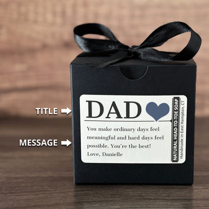 Personalized Bar Soap Gift Set - Custom Dad, Grandpa, Special Guy Keepsake, Natural Head to Toe Soap