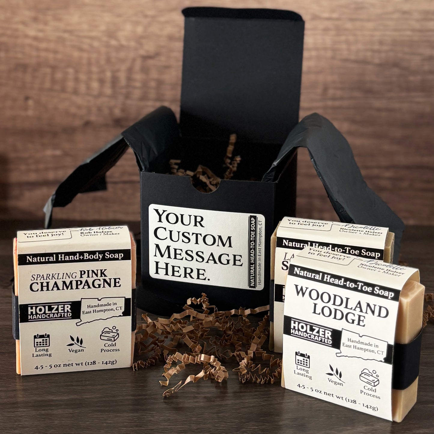 Personalized Bar Soap Gift Set - Your Custom Text Keepsake, Natural Head to Toe Soap