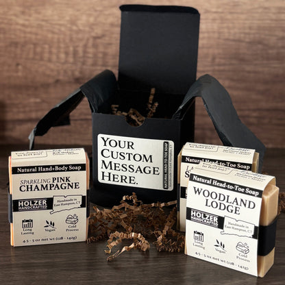 Personalized Bar Soap Gift Set - Your Custom Text Keepsake, Natural Head to Toe Soap