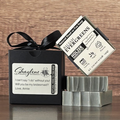 Personalized Bar Soap Gift Set - Custom Bridesmaid, Maid of Honor Proposal, Natural Head to Toe Soap