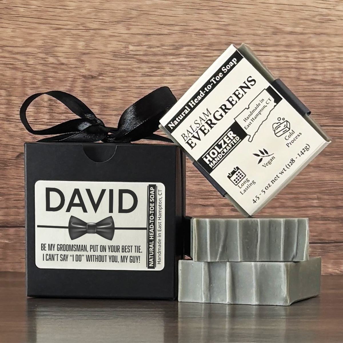 Personalized Bar Soap Gift Set - Custom Groomsman, Man of Honor Proposal, Natural Head to Toe Soap