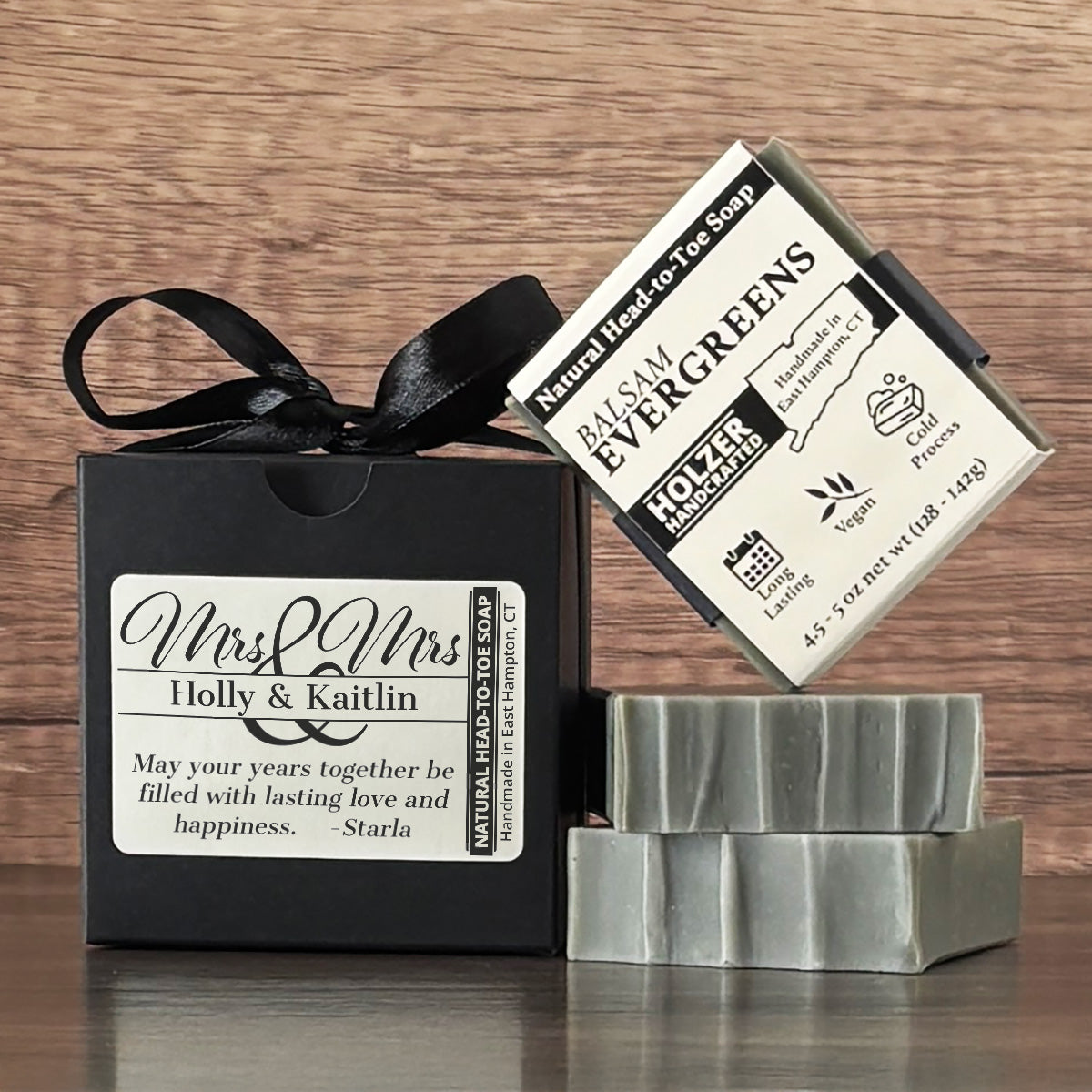 Personalized Bar Soap Gift Set - Custom Mrs & Mrs Wedding Keepsake, Natural Head to Toe Soap