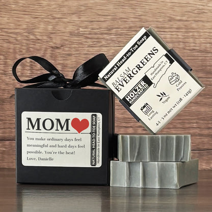 Personalized Bar Soap Gift Set - Custom Mom, Grandma Keepsake, Natural Head to Toe Soap