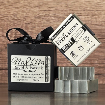 Personalized Bar Soap Gift Set - Custom Mr & Mr Wedding Keepsake, Natural Head to Toe Soap