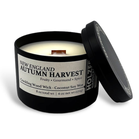 New England Autumn Harvest 6 oz Crackling Wood Wick Candle