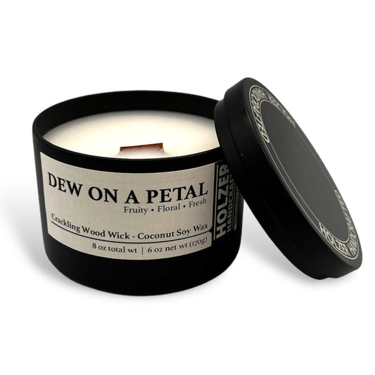 Dew On a Petal 6 oz Crackling Wood Wick Candle